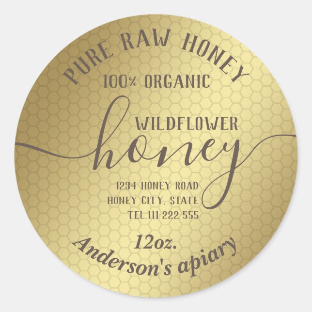 Sticker Rond Bocal de miel moderne simple (Devant)