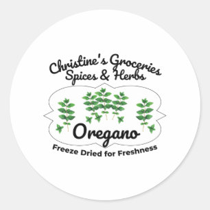 Sticker Rond Bocal d'épices d'Oregano.