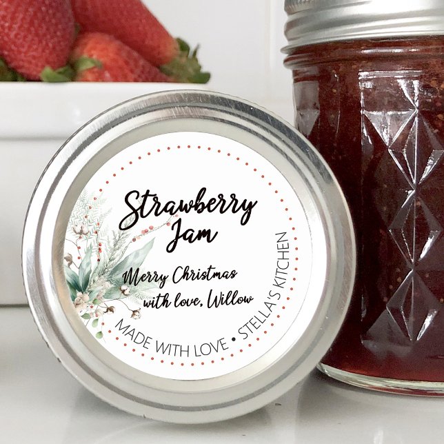Sticker Rond Bocal fait maison vierge de verdure hivernale pour (Winter Greenery Blank Homemade Jar Canning Classic Round Sticker)