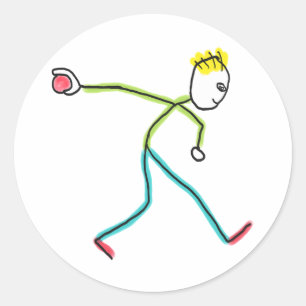Sticker Rond Bocce Ball Stickman