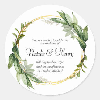 Sticker Rond Boda en Oro hojas primavera