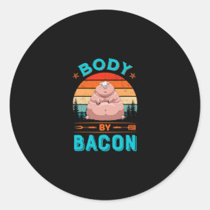 Sticker Rond Body Bacon Gras Pig Funny Mignonne Vintage