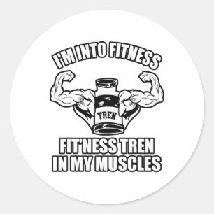Sticker Rond Bodybuilder amusant