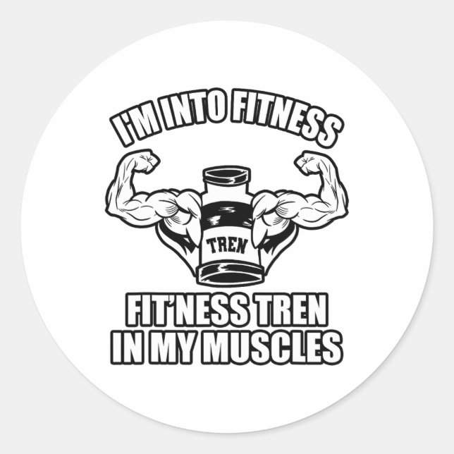 Sticker Rond Bodybuilder amusant  (Devant)