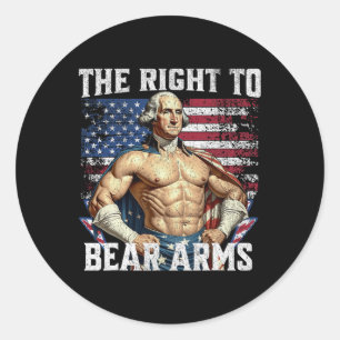 Sticker Rond Bodybuilding 4 juillet Papa Usa Drapeau 2ème Bear
