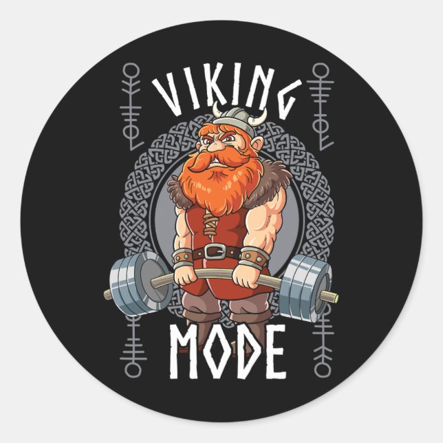 Sticker Rond Bodybuilding en mode viking (Devant)