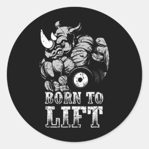 Sticker Rond Bodybuilding Gym Fitness Training Muscle Rhino Gif