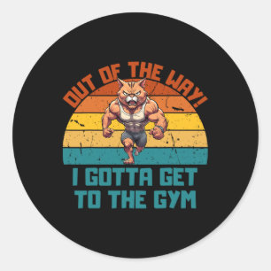 Sticker Rond Bodybuilding Poids Chat Lifting Pour Hommes Femmes