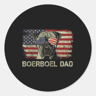 Sticker Rond Boerboel Papa Amoureux de les chiens Drapeau améri