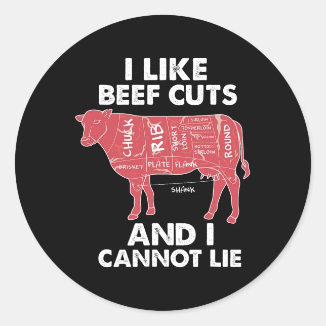 Sticker Rond Boeuf amusant Graphique I Boucher Barbecue (Devant)