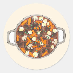 Sticker Rond Boeuf Bourguignon Burgundy Stew Français