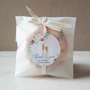 Sticker Rond Boeuf d'hiver rose rousse merci