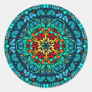 Sticker Rond Bohème Bohème Clair Mandala Chic Motif design