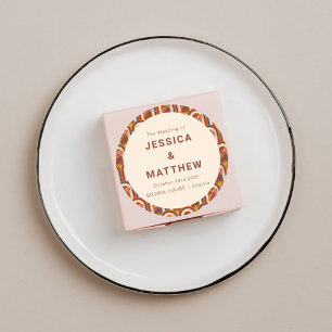 Sticker Rond Bohème Personnalisé Automne Terracotta Mariage Flo