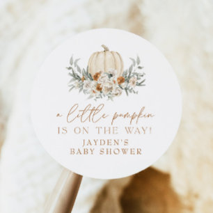 Sticker Rond BOHEME Terracotta Baby shower Citrouille Floral