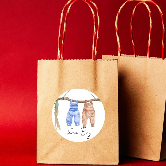 Sticker Rond Bohemian Baby Clothes Team Boy Genre révéler (Créateur téléchargé)