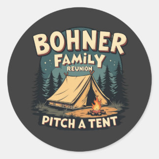 Sticker Rond Bohner Family Reunion - Pitch a Tente Retro Campin