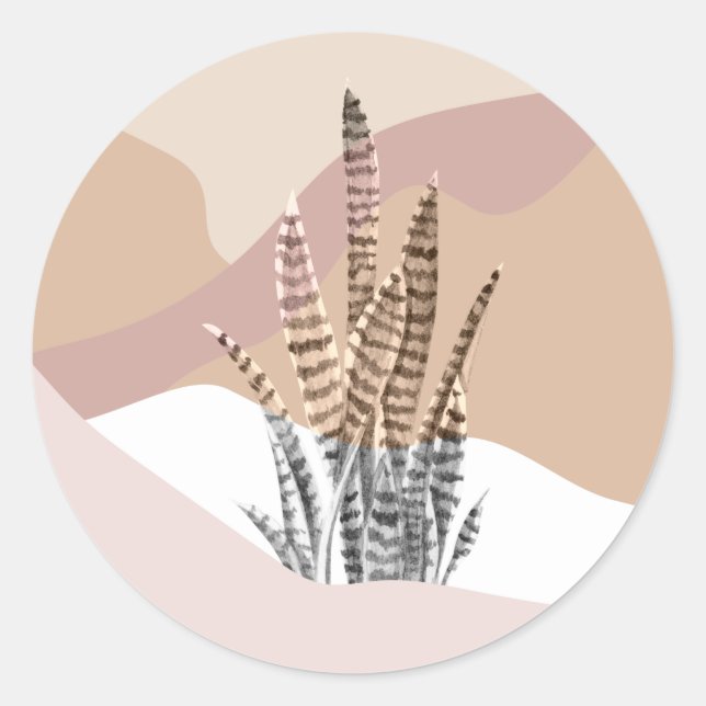 Sticker Rond Boho Abstrait Moderne Succulent (Devant)