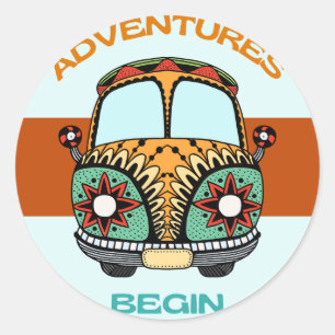 STICKER ROND BOHO ADVENTUELS COMMENCER LUNE DE MIEL