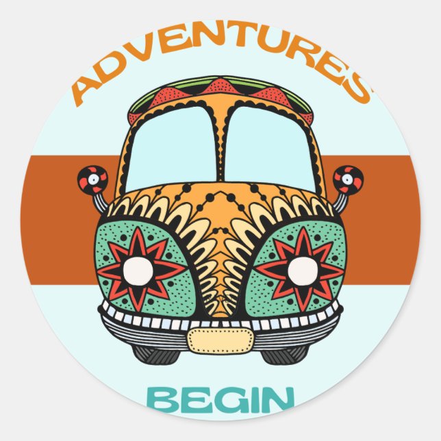 STICKER ROND BOHO ADVENTUELS COMMENCER LUNE DE MIEL (Devant)