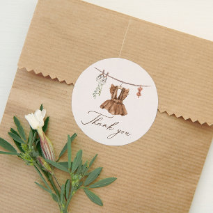 Sticker Rond Boho Aquarelle Bébé Vêtements Fille Baby shower