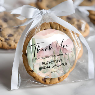 Sticker Rond Boho Aquarelle Désert Nature Cactus Merci