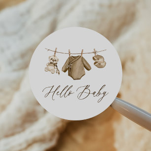 Sticker Rond Boho Aquarelle Vêtements bébé Baby shower garçon