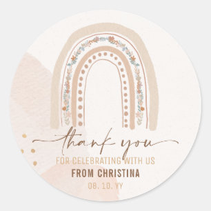 Sticker Rond Boho Arc-en-Ciel Aquarelle Fantaisiste Neutre