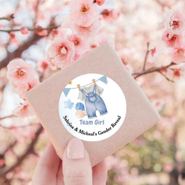 Sticker Rond Boho Baby Clotheline Genre Revela Team Boy (Créateur téléchargé)