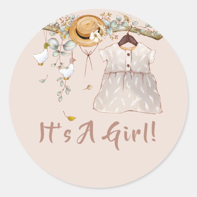 Sticker Rond Boho Baby Girl Hanging tenue robe (Devant)