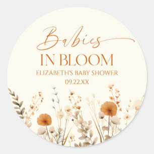 Sticker Rond Boho Baby In Bloom Fleur sauvage Twins Baby shower