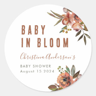 Sticker Rond Boho Baby shower verdure rustique Adorable