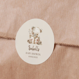 Sticker Rond Boho Bearly Wait Storybook Bear Baby shower
