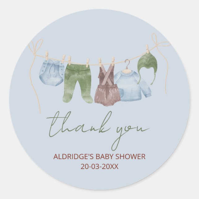 Sticker Rond Boho bébé vêtements doux bébé garçon baby shower (Devant)