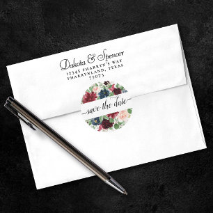 Sticker Rond Boho Bloom   Burgundy Red and Navy Enregistrer la 