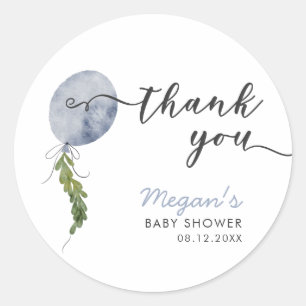 Sticker Rond Boho Blue Balloon Garland Baby shower Favoriser