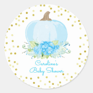 Sticker Rond Boho Blue Citrouille Baby Boy Douche