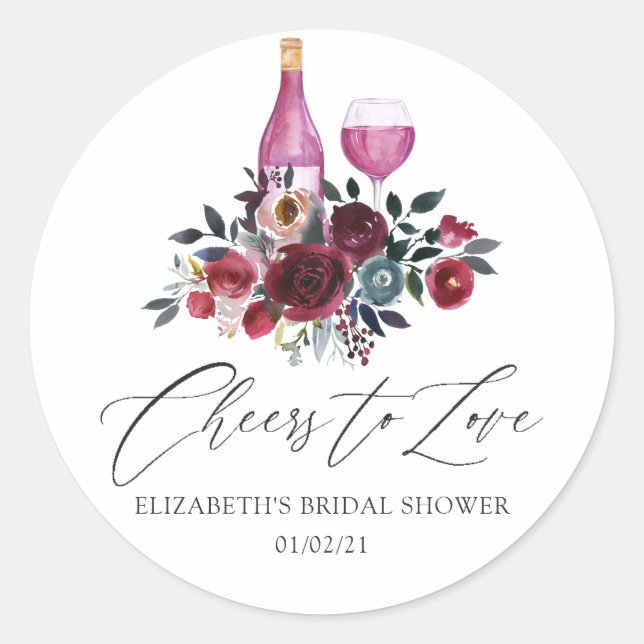 Sticker Rond Boho Bourgogne et Fête de Mariage au Vin de Nuit d (Devant)