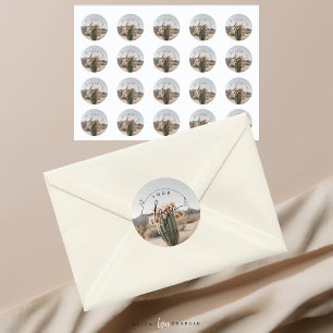 Sticker Rond Boho Cactus à fleurs Esthétique