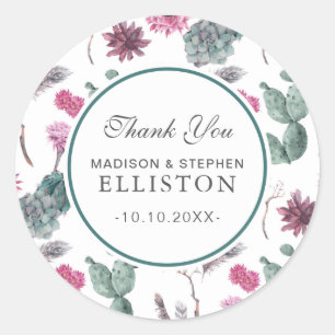 Sticker Rond Boho Cactus, Succulent & Floral   Merci