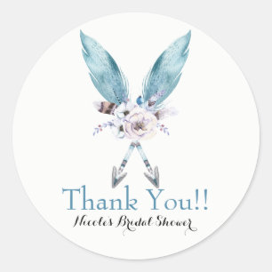 Sticker Rond Boho Chic Bohème Flèches Fleur Fête
