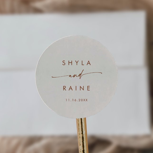 Sticker Rond Boho Chic Bohemian Cream Names Enveloppe Seals (Créateur téléchargé)