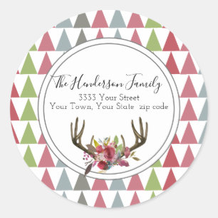 Sticker Rond Boho Chic Christmas Retourner l'adresse Label