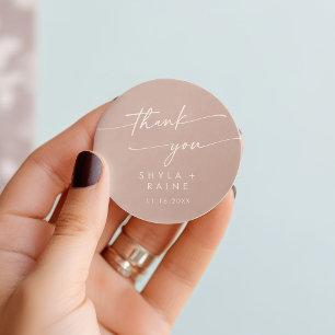 Sticker Rond Boho Chic Dusty Rose rose Merci mariage Faveur