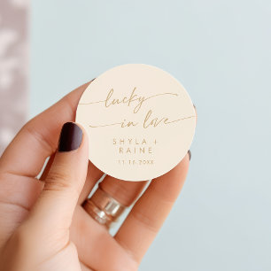 Sticker Rond Boho Chic Gold Vintage Lucky In Love Favoriser