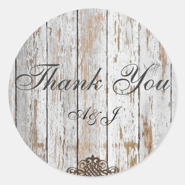 Sticker Rond boho chic grange bois mariage campagnard rustique (Devant)