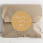 Sticker Rond Boho Chic Jaune Marigold Hangover Helper Favoriser<br><div class="desc">Ce boho chic marigold hangover aide à favoriser classique collant rond est parfait pour un mariage minimaliste. Le design bohème moderne et coloré,  audacieux et jaune vif,  présente une calligraphie rustique simple au style unique mais classique. Personnalisez vos autocollants de faveur avec vos noms et votre date de mariage.</div>
