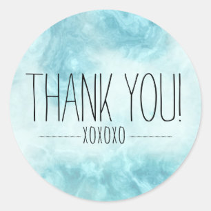 Sticker Rond Boho Chic Merci bleu moderne XOXOXO