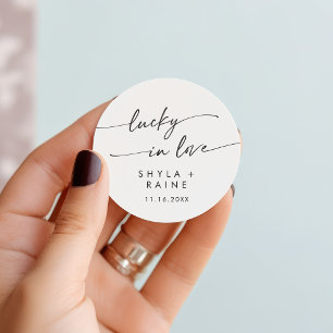 Sticker Rond Boho Chic noir et blanc Lucky In Love Favoriser