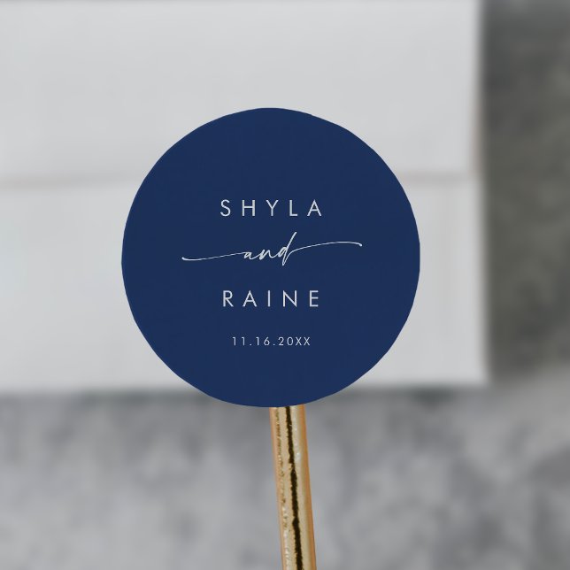 Sticker Rond Boho Chic Royal Blue Names Enveloppe Phoques (Créateur téléchargé)